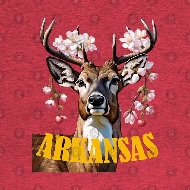 Arkansas Deer With Apple Blossom by taiche